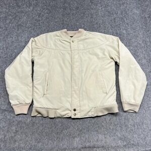 VINTAGE Derby of San Francisco Jacket Mens 42L Beige Paisley Bomber Lining 80s